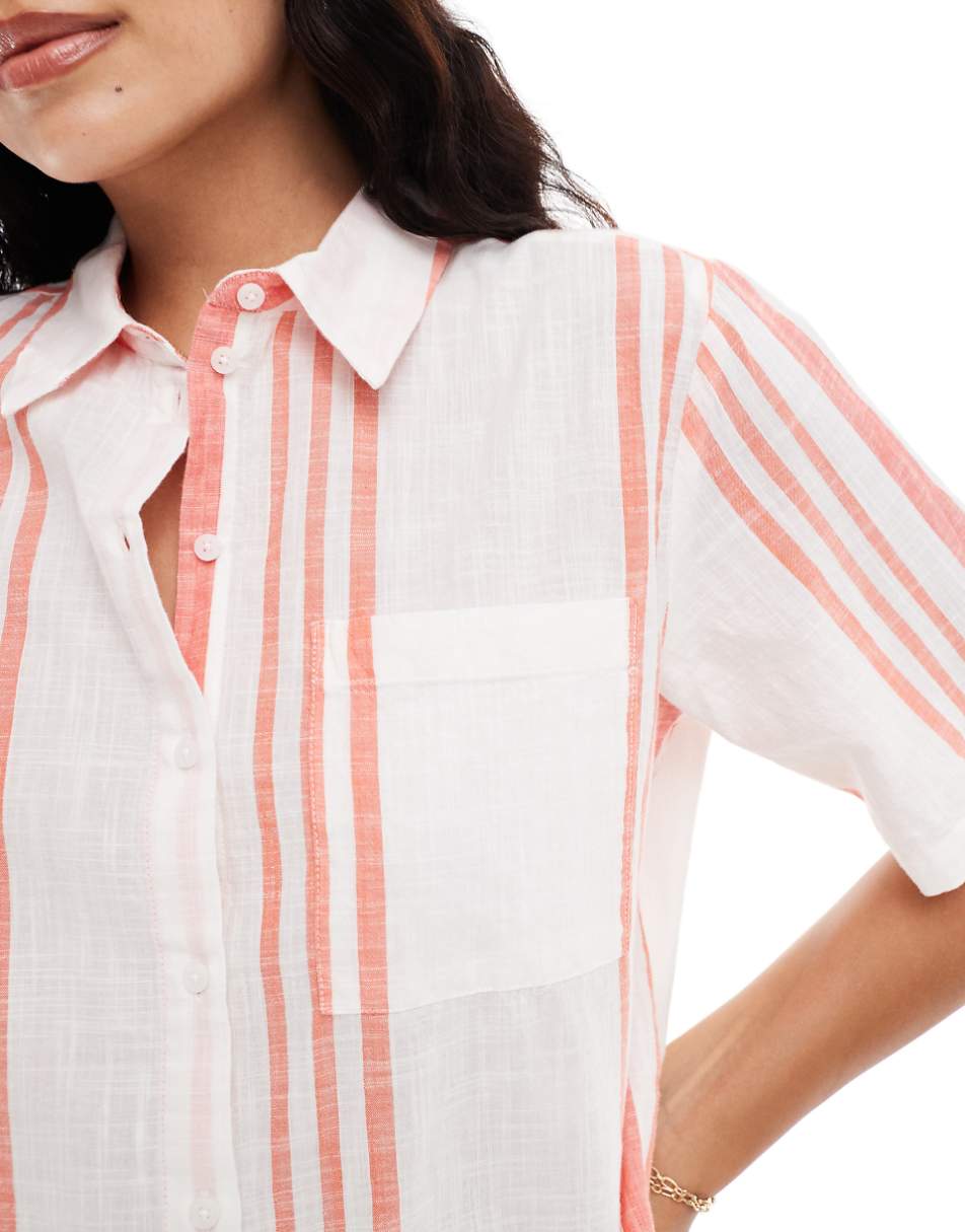 JDY boxy shirt in white & pink stripe - part of a set