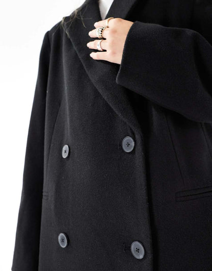 ASOS DESIGN strong shoulder dad coat in black