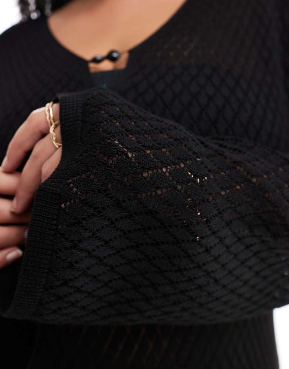 Pretty Lavish Curve crochet knit midaxi dress in black