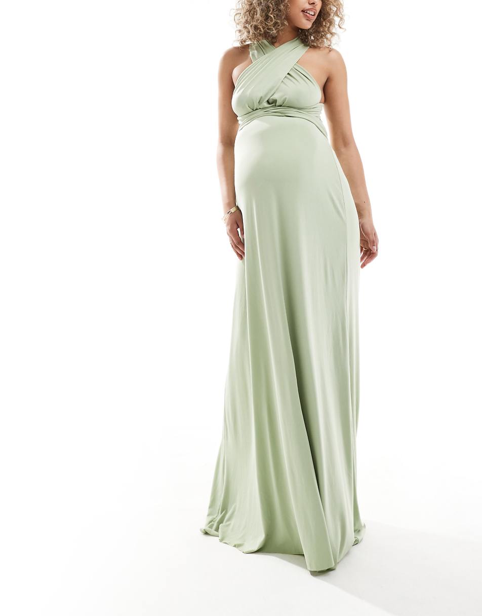 TFNC Bridesmaids Maternity multiway maxi dress in sage