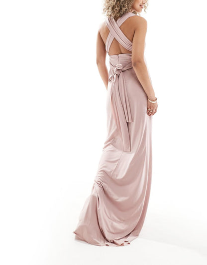 TFNC Bridesmaids Maternity multiway maxi dress in soft pink