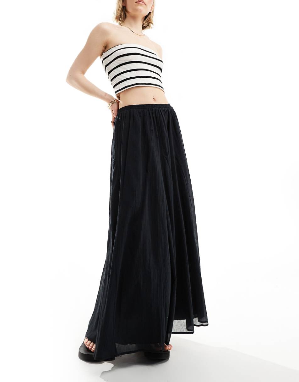 ASOS DESIGN maxi skirt with godet detail in black