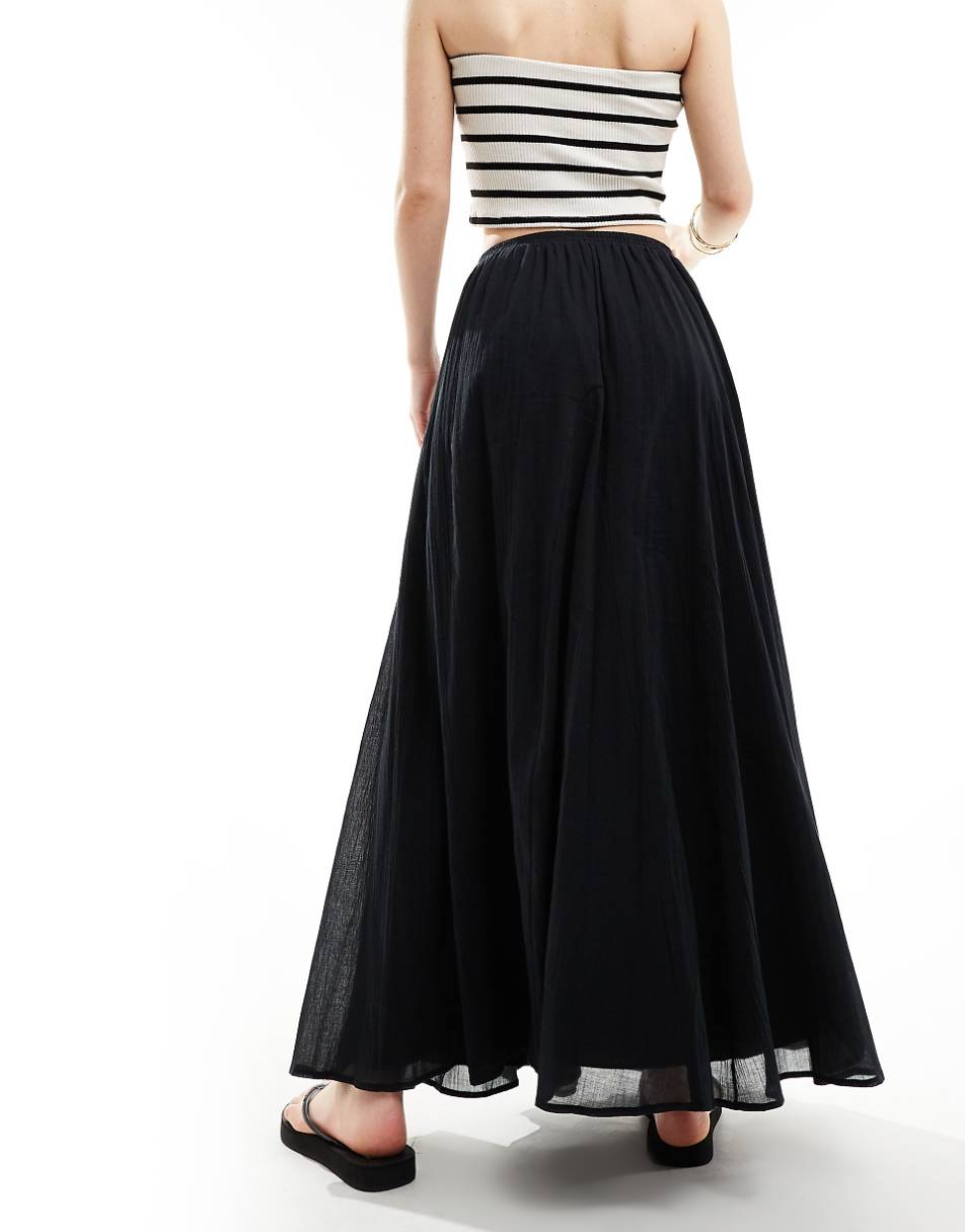 ASOS DESIGN maxi skirt with godet detail in black