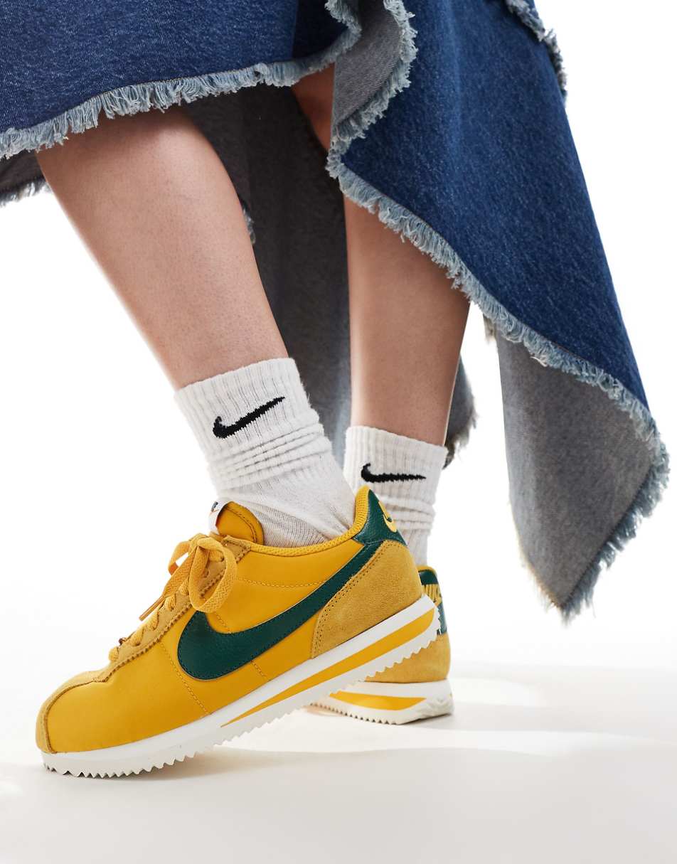 Nike Cortez TXT sneakers in yellow and green