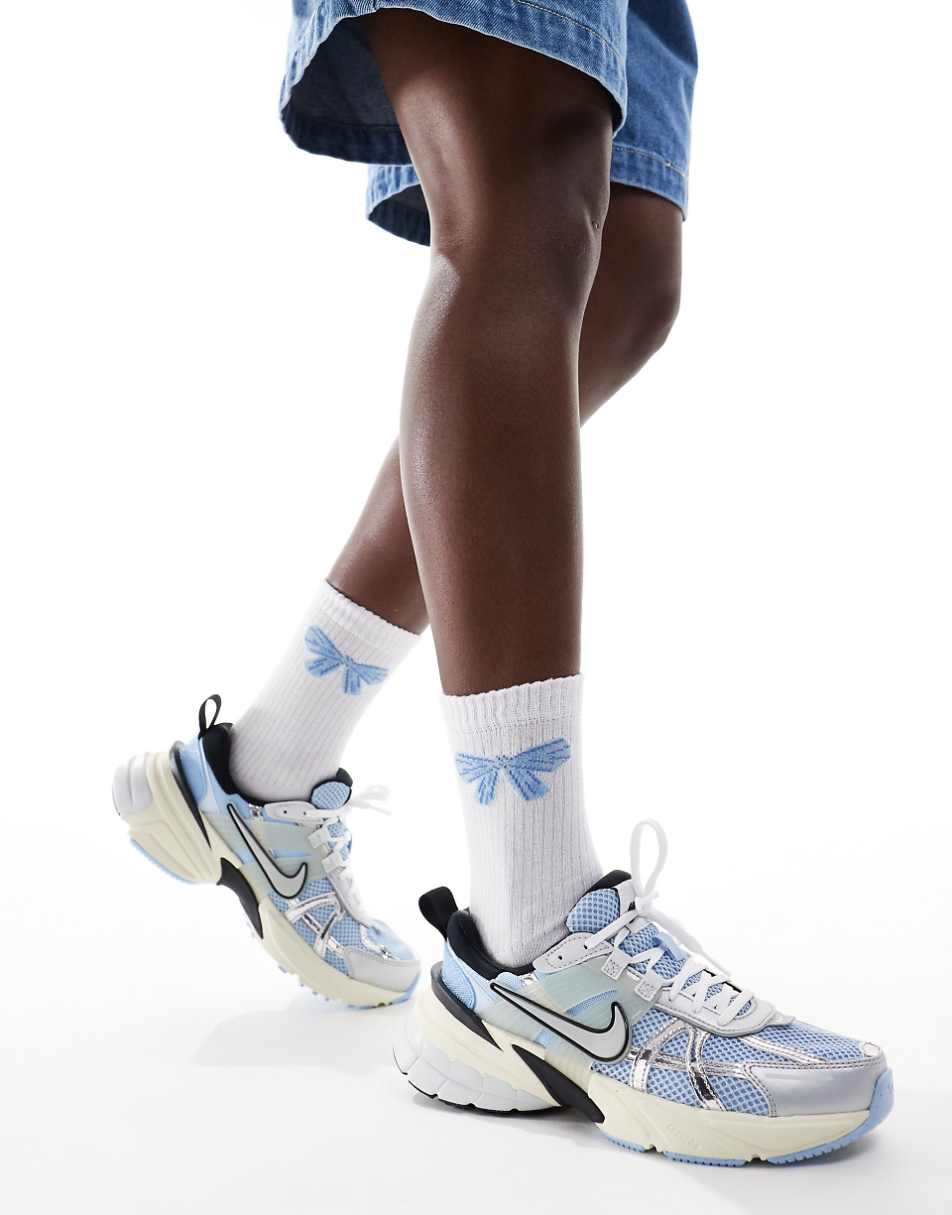 Nike V2K Run sneakers in blue and silver