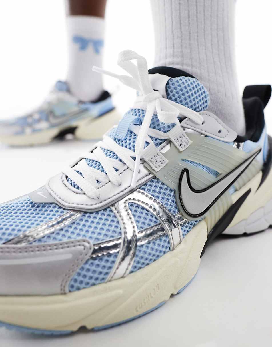 Nike V2K Run sneakers in blue and silver