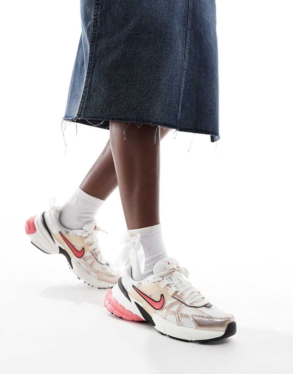 Nike V2K Run sneakers in pink and silver