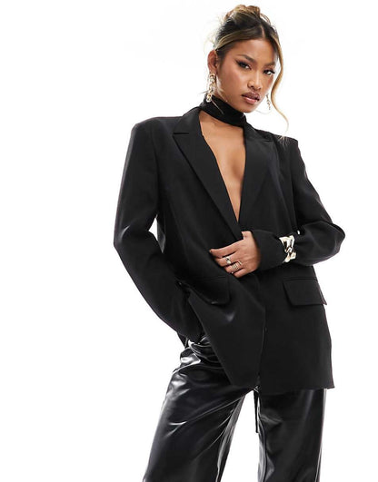 Kaiia scarf detail blazer in black