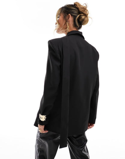 Kaiia scarf detail blazer in black