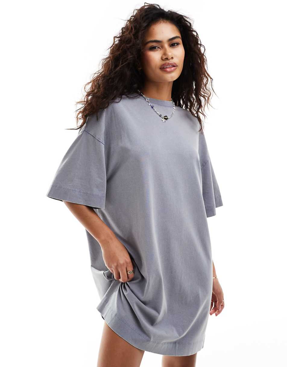 COLLUSION washed T-shirt dress in blue