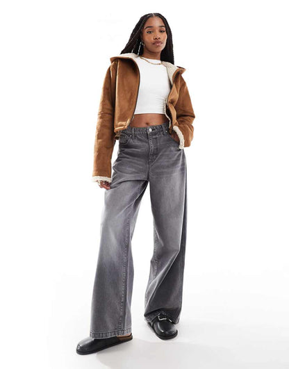 ASOS DESIGN Tall hooded shearling jacket in tan