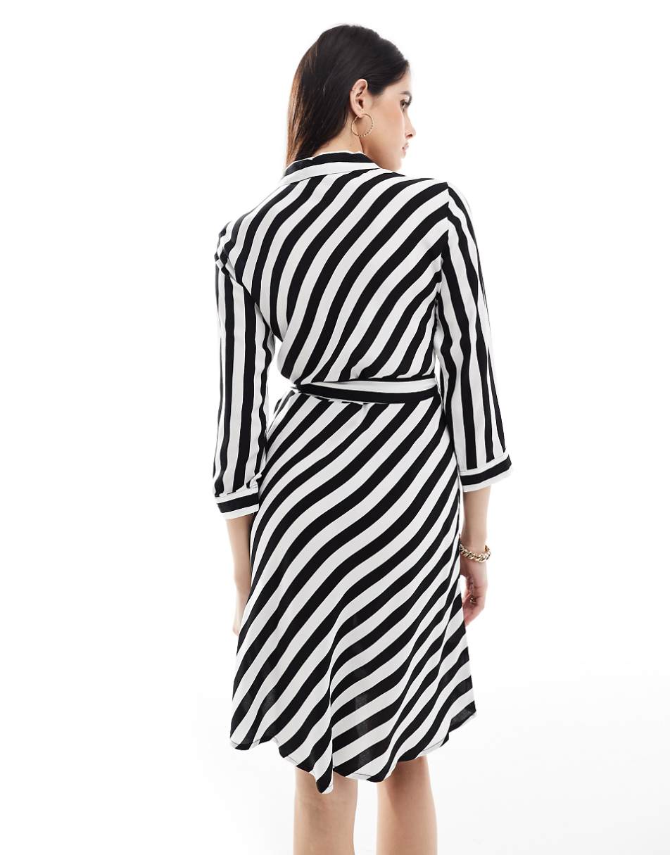 YAS mini shirt dress in bold mono stripe - part of a set