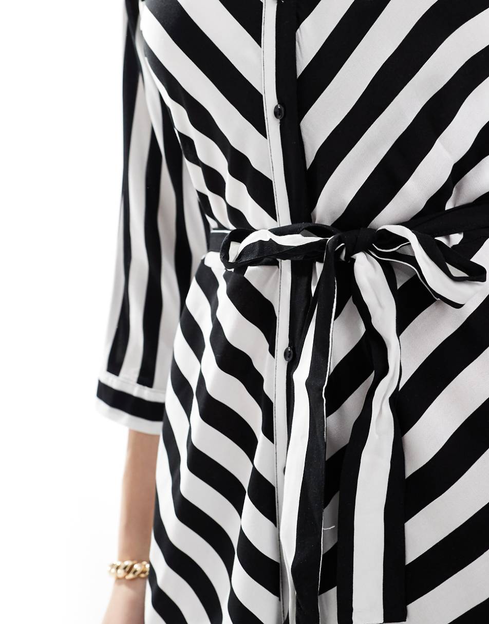 YAS mini shirt dress in bold mono stripe - part of a set