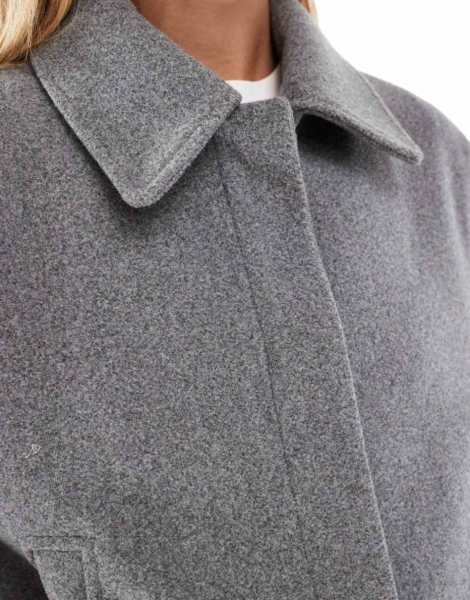 ASOS DESIGN top collar jacket in gray melange