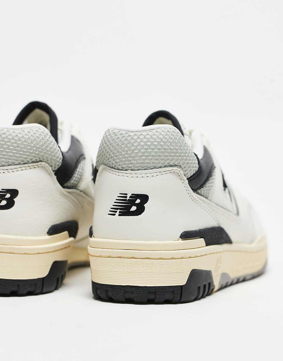 New Balance 550 sneakers in white with black and gray detail