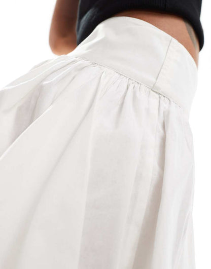 COLLUSION cotton flippy mini skirt in white
