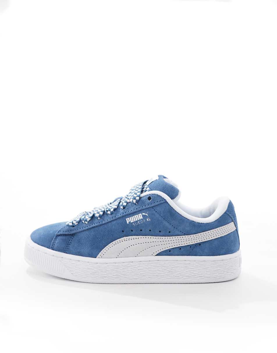 PUMA Suede XL sneakers with lace interest in blue and white