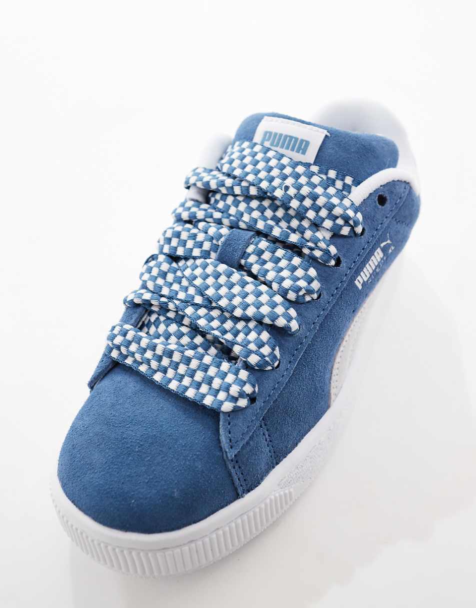 PUMA Suede XL sneakers with lace interest in blue and white