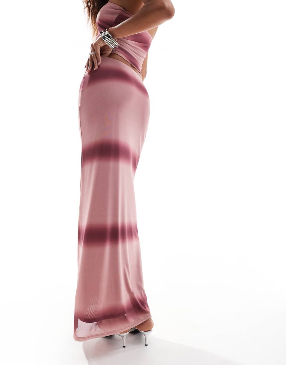 Emory Park tie dye mesh maxi skirt in pink