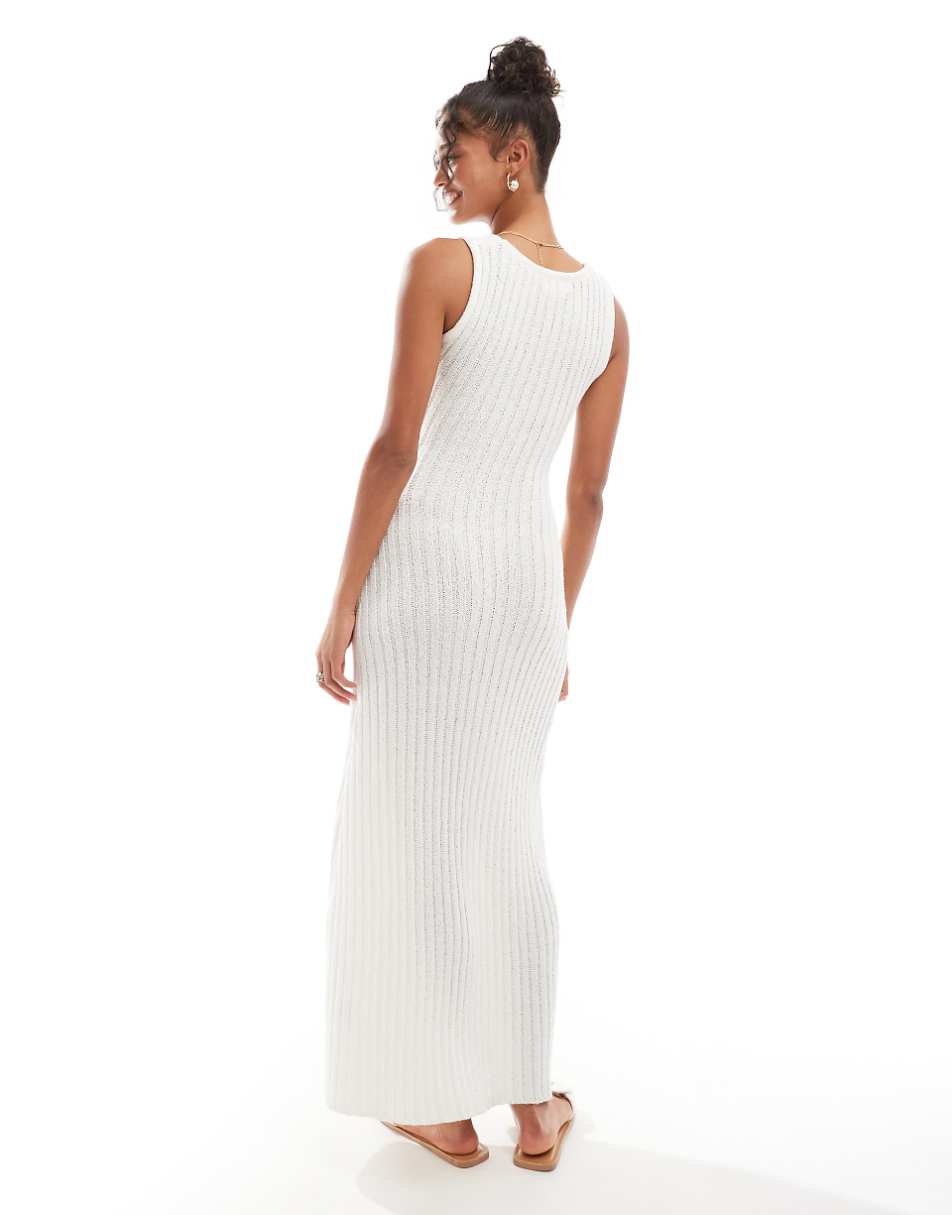 4th & Reckless ribbed knit sleeveless scoop neck maxi dress in cream