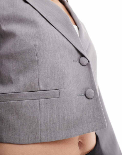 Miss Selfridge relaxed cropped blazer in gray