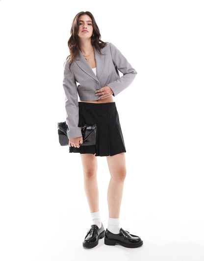 Miss Selfridge relaxed cropped blazer in gray