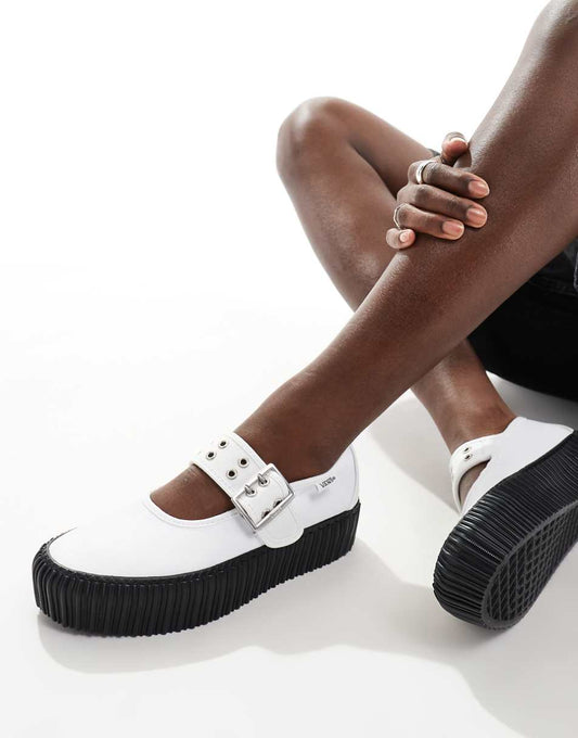 Vans Mary Jane Platform Creepers in white and black