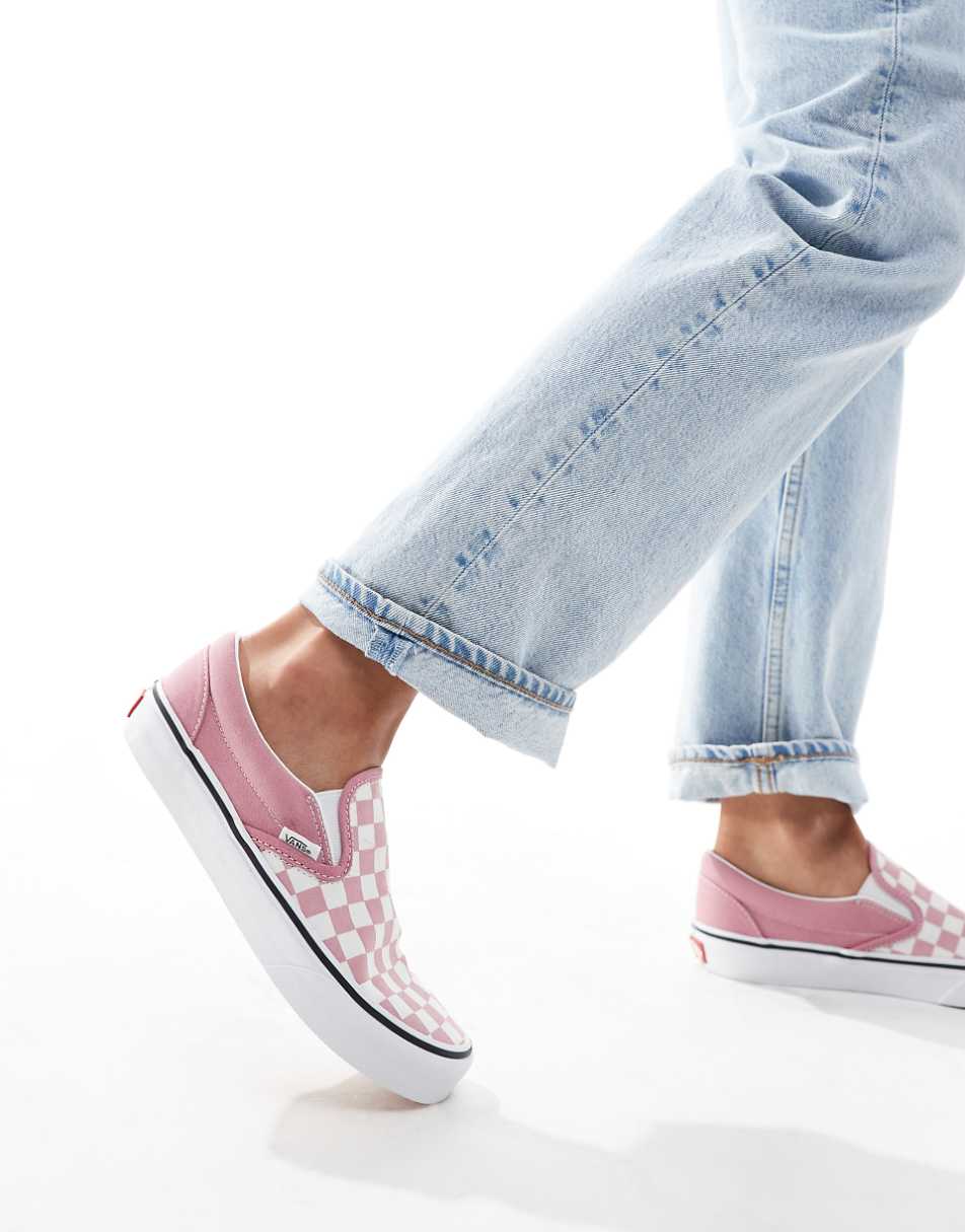 Vans Classic Slip-On sneakers in pink checkerboard print