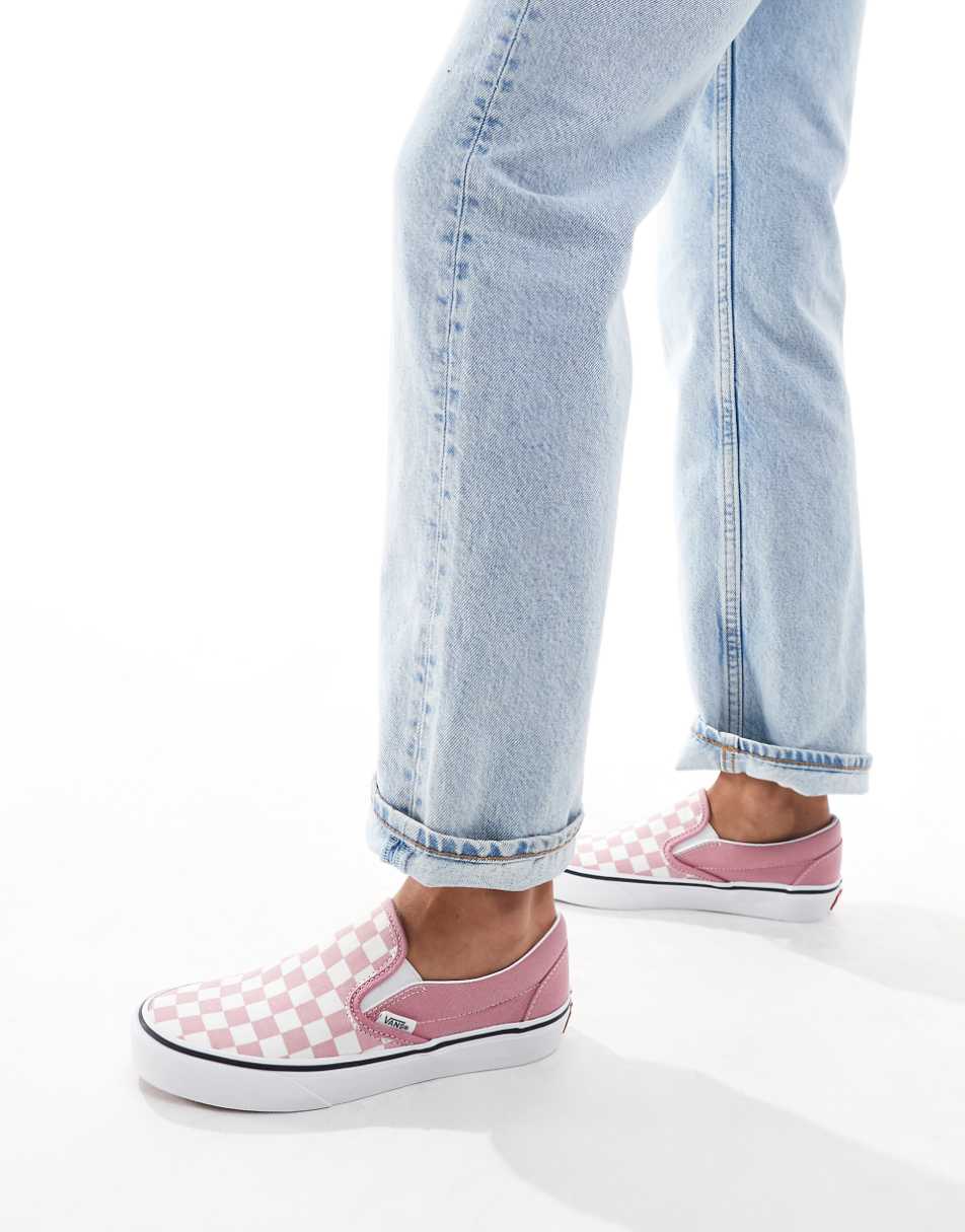 Vans Classic Slip-On sneakers in pink checkerboard print