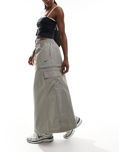 Nike essential cargo midi skirt in gray