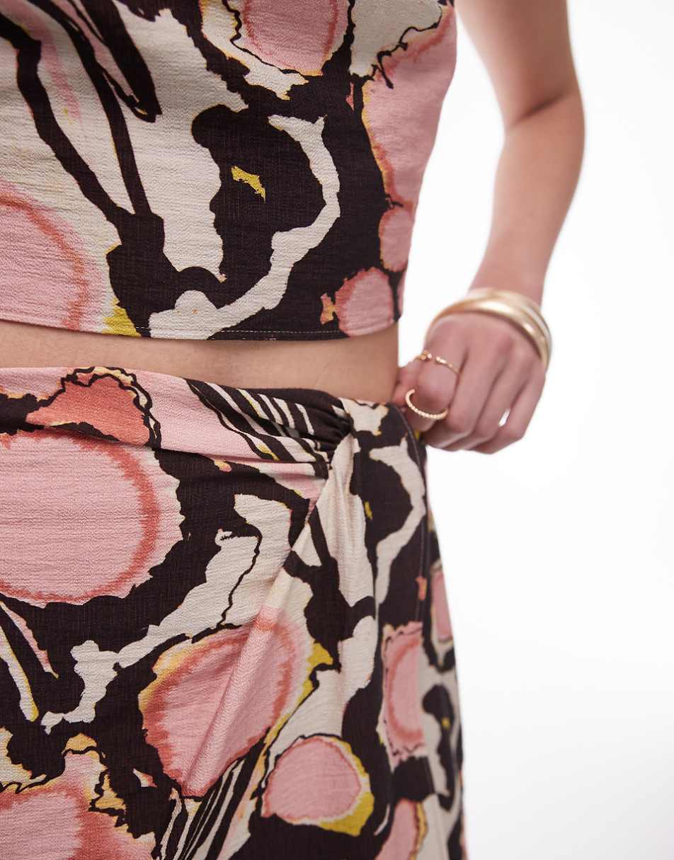 Topshop midi skirt in floral pink paw print - part of a set