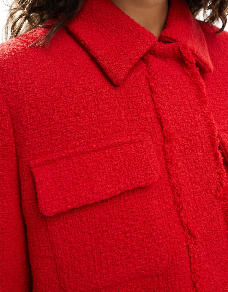 Mango cropped tailored jacket in red