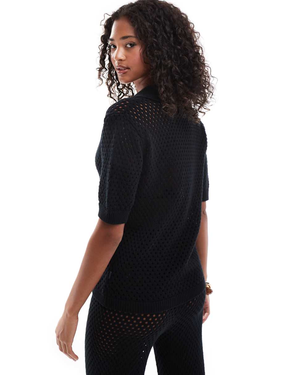 Sixth June crochet shirt in black - part of a set