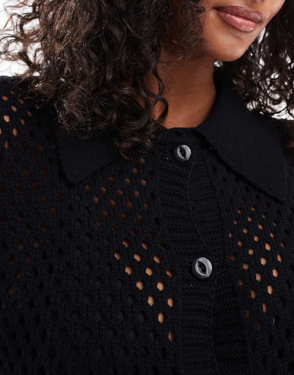 Sixth June crochet shirt in black - part of a set