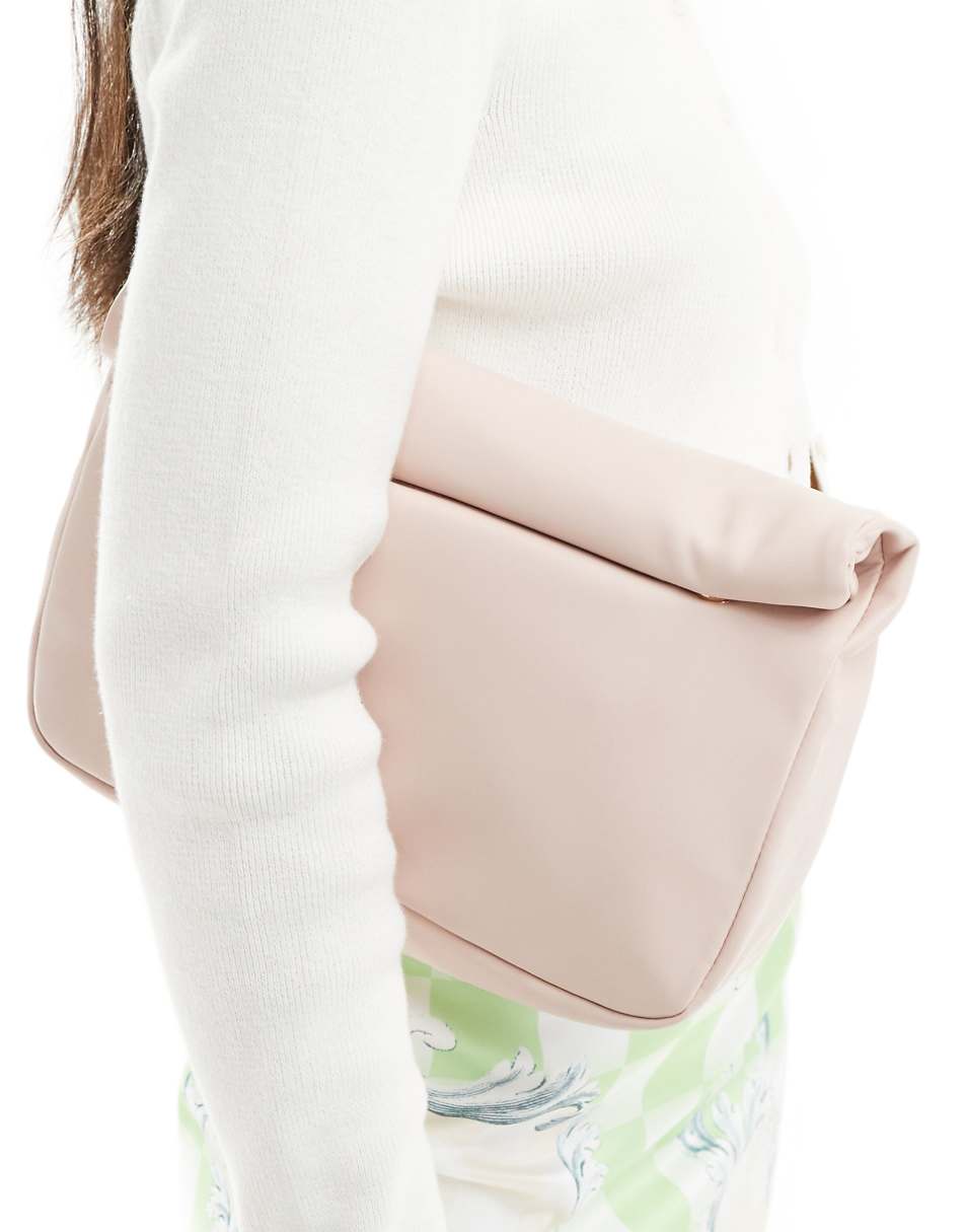 ASOS DESIGN clutch bag with roll top closure in blush