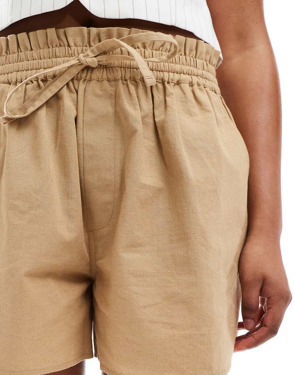 ASOS DESIGN flippy shorts with linen in sand