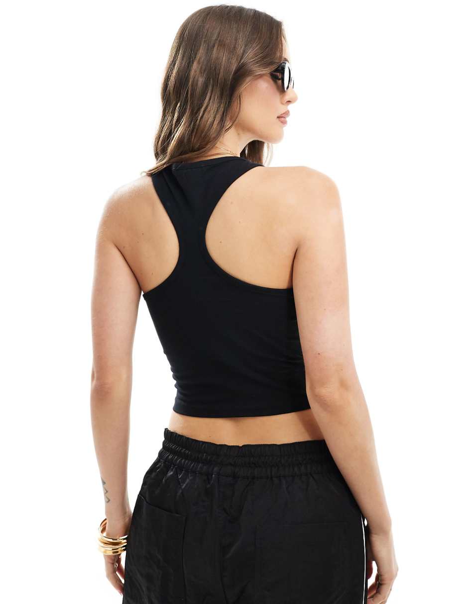 ASOS DESIGN cut out racer back tank in black