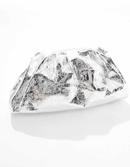 True Decadence metallic clutch bag in silver