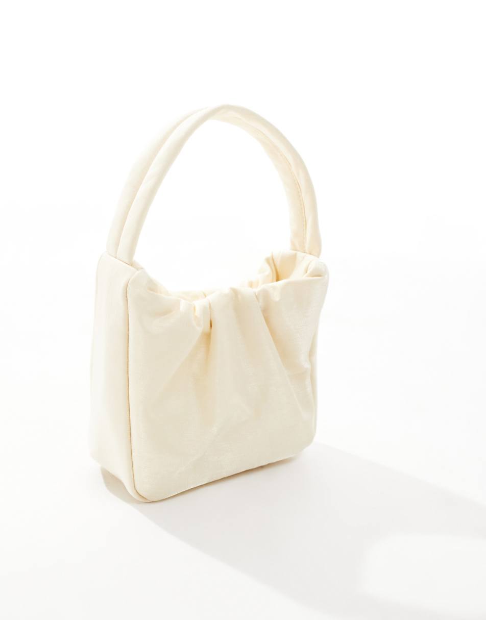 ASOS DESIGN grab bag with ruched front in buttermilk