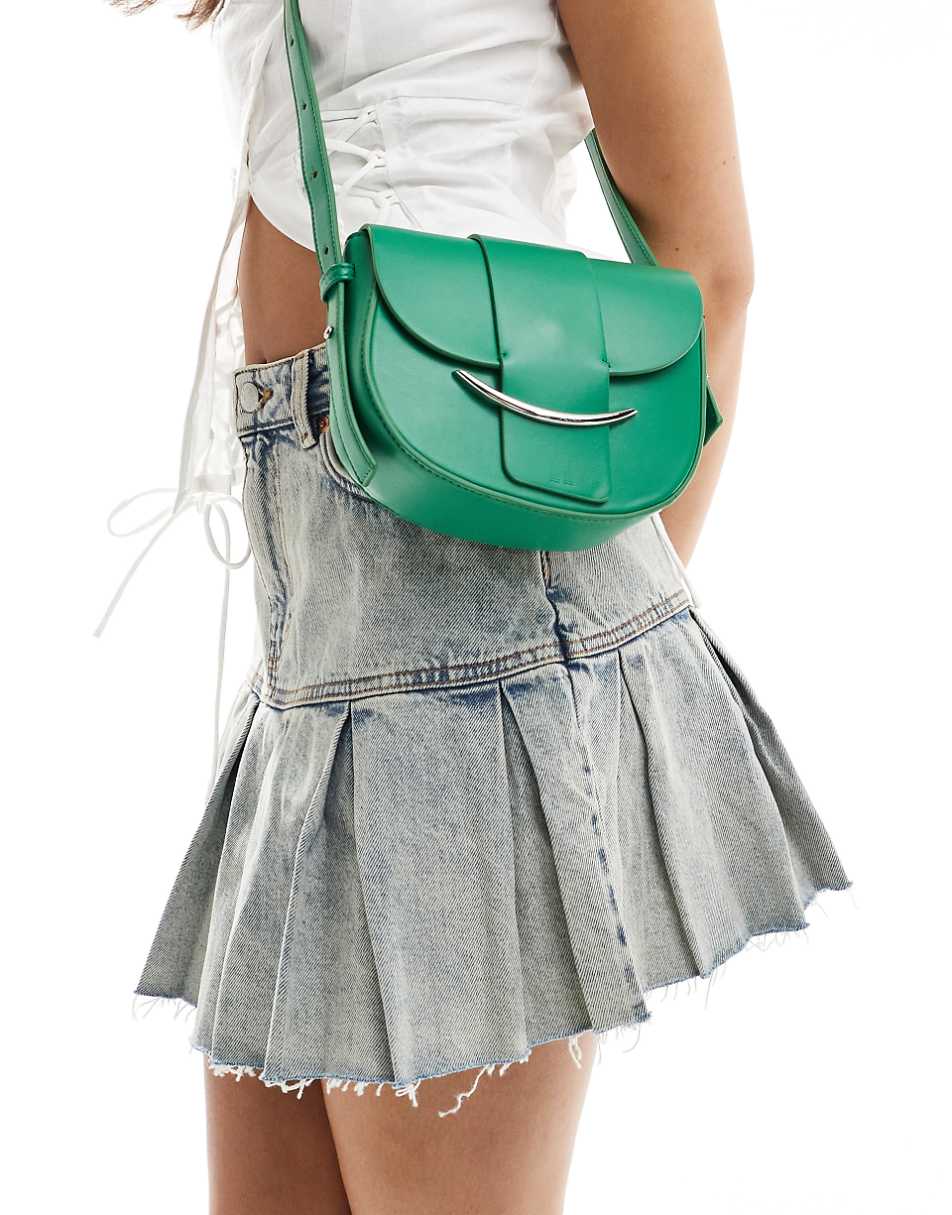 Glamorous crossbody saddle bag in bright green