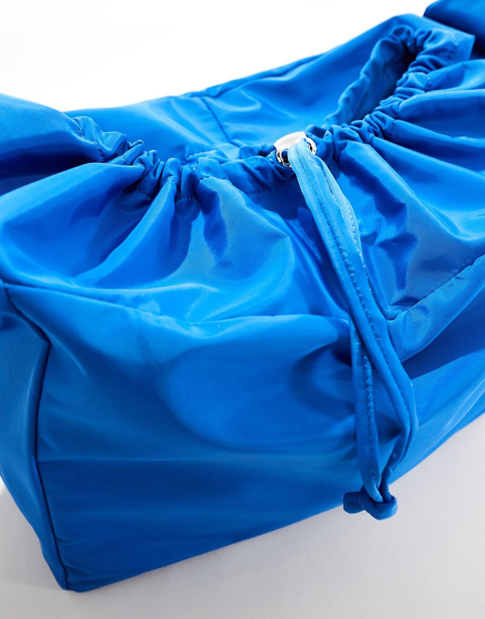 Glamorous oversized crossbody nylon tote bag in cobalt blue
