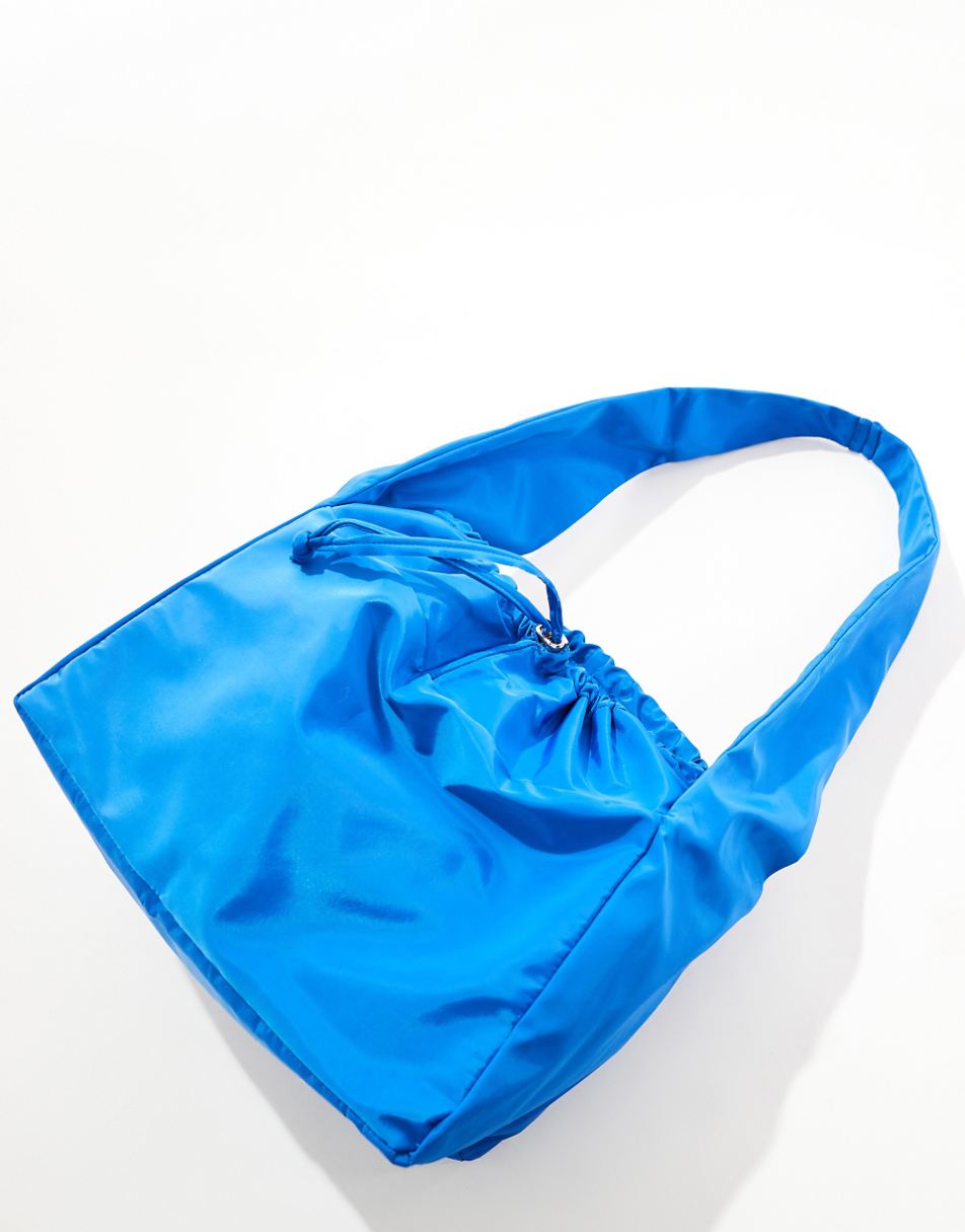 Glamorous oversized crossbody nylon tote bag in cobalt blue