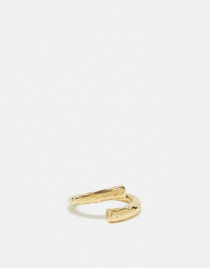 ASOS DESIGN waterproof stainless steel ring with wrap twist design in gold tone