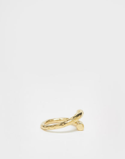 ASOS DESIGN waterproof stainless steel ring with wrap twist design in gold tone