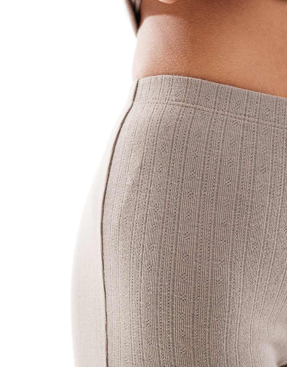 COLLUSION pointelle booty shorts in gray -set