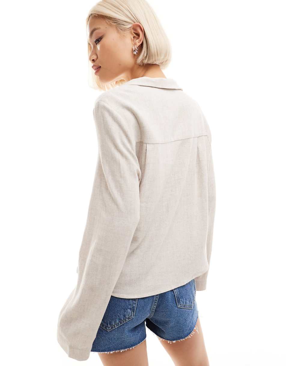 Weekday Trust linen mix blouse in off-white