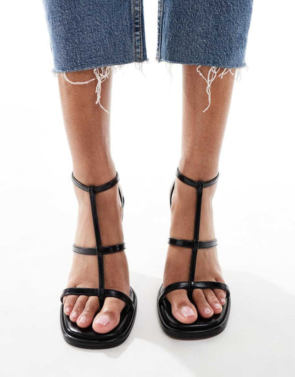 ASOS DESIGN Narate gladiator high heeled sandals in black
