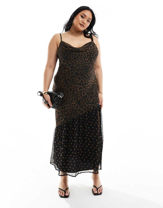 ASOS DESIGN Curve twist strap midi dress in animal print