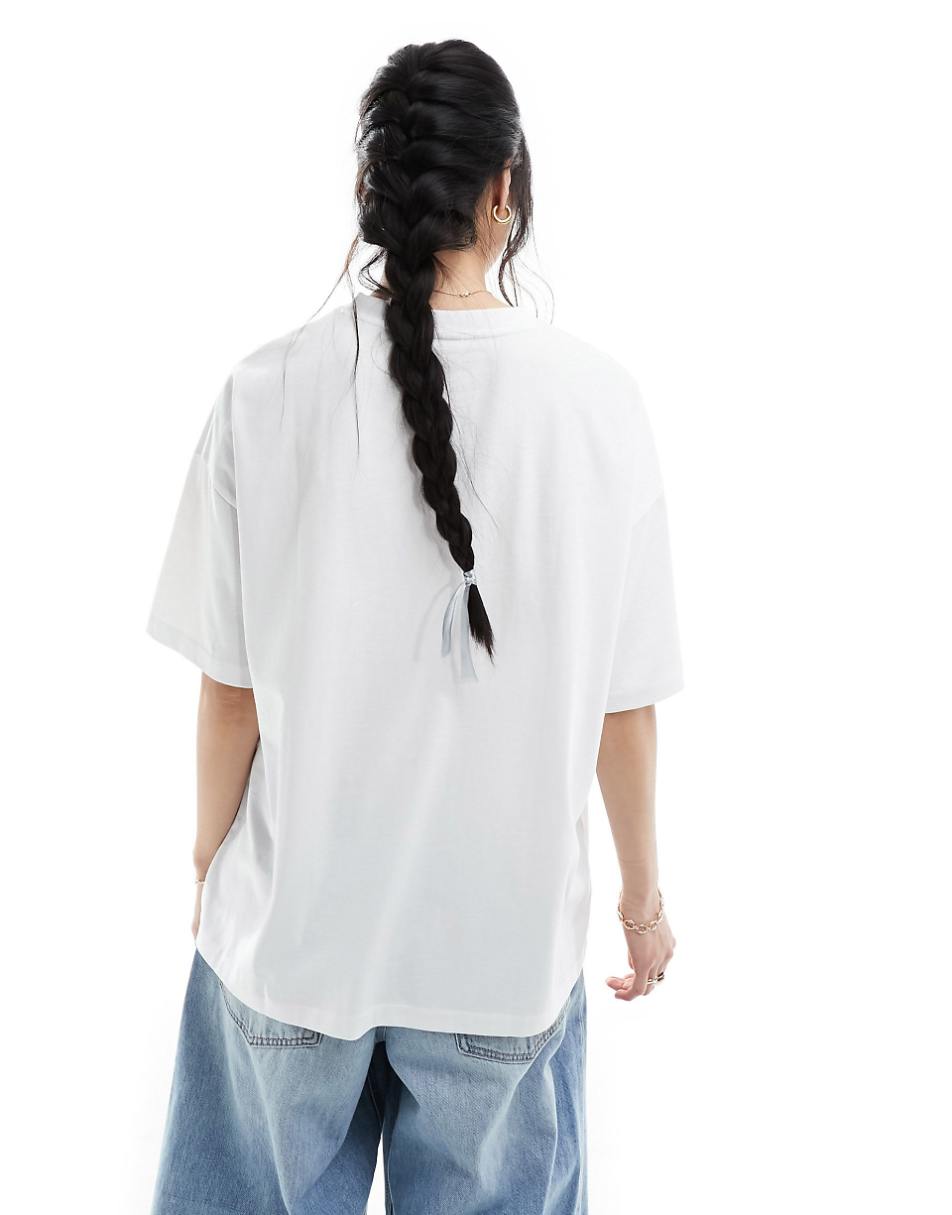 ASOS DESIGN oversized t-shirt with cherry graphic in white