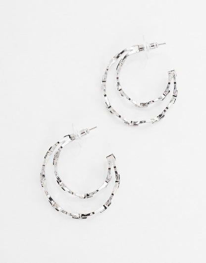Petit Moments truebe wave detail hoop earrings in silver